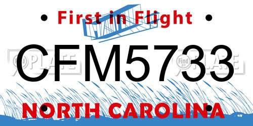 CFM5733 North Carolina License Plate