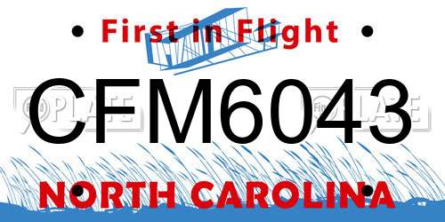 CFM6043 North Carolina License Plate