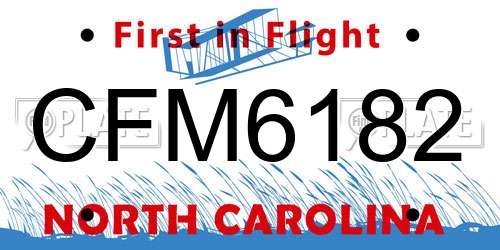 CFM6182 North Carolina License Plate