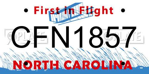 CFN1857 North Carolina License Plate