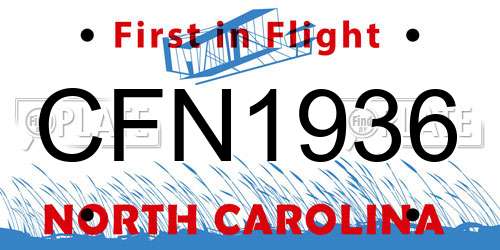 CFN1936 North Carolina License Plate