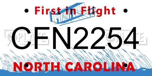 CFN2254 North Carolina License Plate