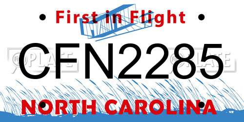 CFN2285 North Carolina License Plate