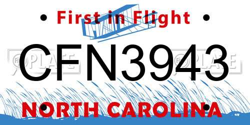CFN3943 North Carolina License Plate