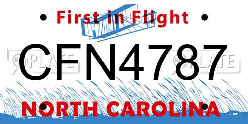 CFN4787 North Carolina License Plate