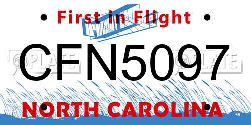 CFN5097 North Carolina License Plate