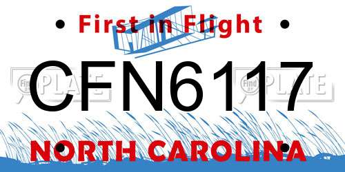 CFN6117 North Carolina License Plate