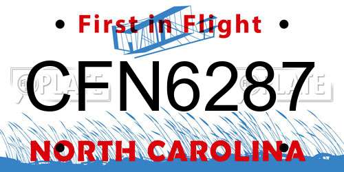 CFN6287 North Carolina License Plate