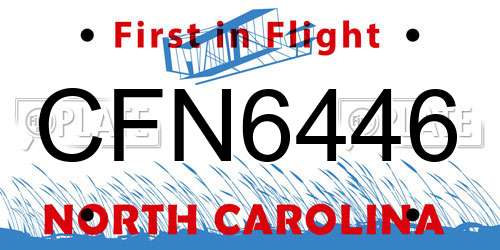 CFN6446 North Carolina License Plate