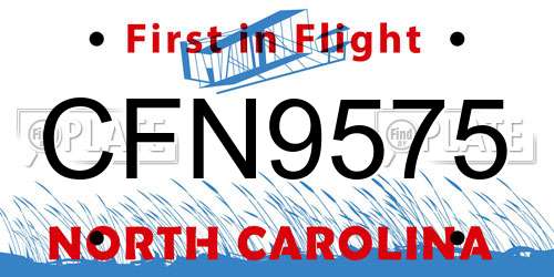 CFN9575 North Carolina License Plate