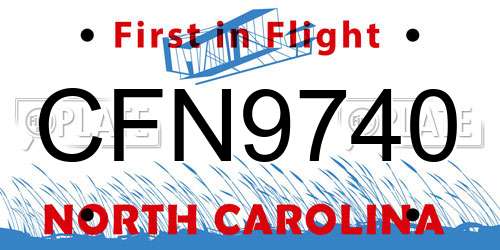 CFN9740 North Carolina License Plate