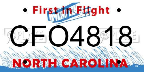 CFO4818 North Carolina License Plate