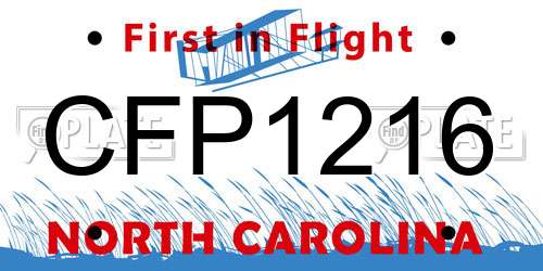CFP1216 North Carolina License Plate