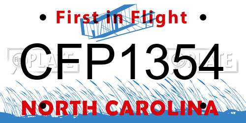 CFP1354 North Carolina License Plate