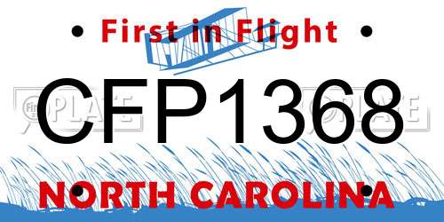 CFP1368 North Carolina License Plate