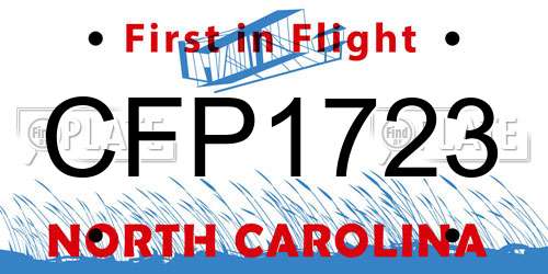 CFP1723 North Carolina License Plate