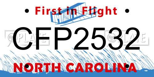 CFP2532 North Carolina License Plate