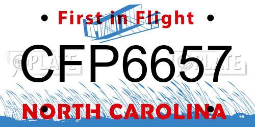 CFP6657 North Carolina License Plate