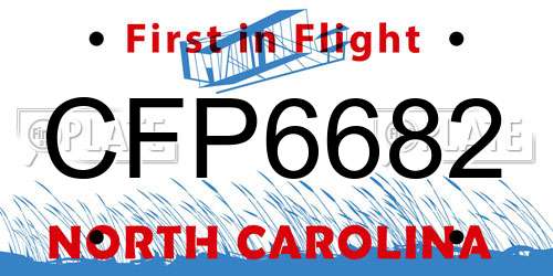 CFP6682 North Carolina License Plate