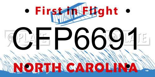 CFP6691 North Carolina License Plate
