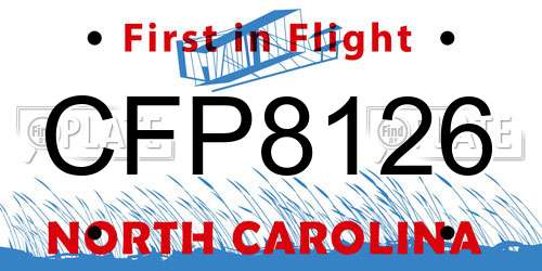 CFP8126 North Carolina License Plate