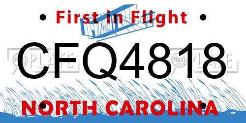 CFQ4818 North Carolina License Plate