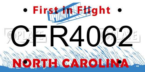 CFR4062 North Carolina License Plate