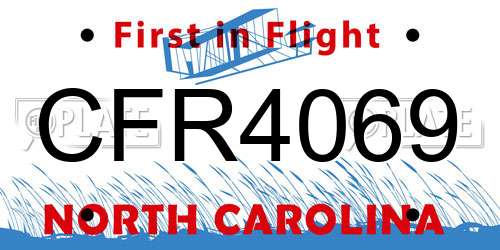 CFR4069 North Carolina License Plate