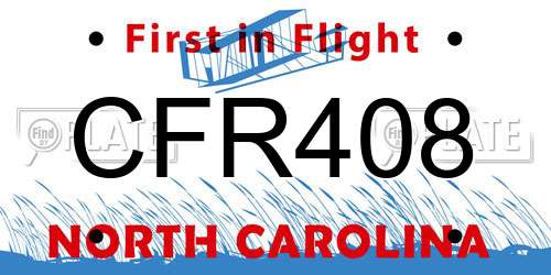CFR408 North Carolina License Plate