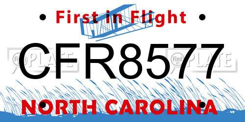 CFR8577 North Carolina License Plate