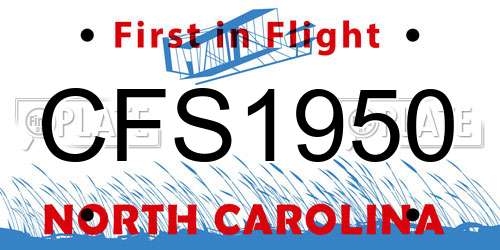 CFS1950 North Carolina License Plate