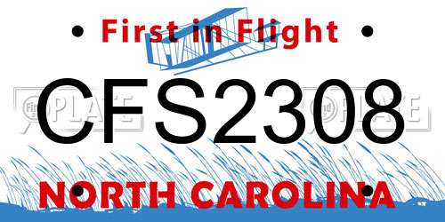 CFS2308 North Carolina License Plate