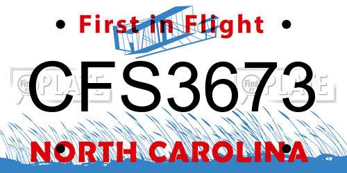 CFS3673 North Carolina License Plate