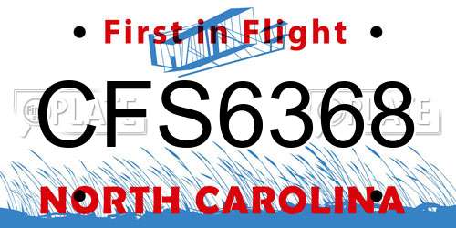 CFS6368 North Carolina License Plate