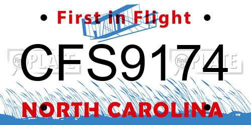 CFS9174 North Carolina License Plate