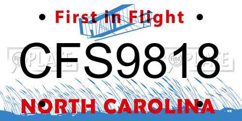 CFS9818 North Carolina License Plate