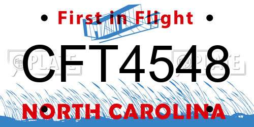 CFT4548 North Carolina License Plate