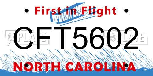 CFT5602 North Carolina License Plate