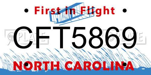 CFT5869 North Carolina License Plate