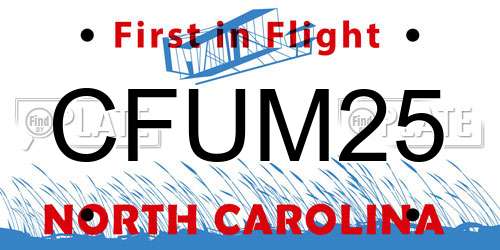 CFUM25 North Carolina License Plate