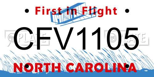 CFV1105 North Carolina License Plate