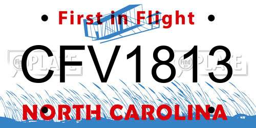 CFV1813 North Carolina License Plate
