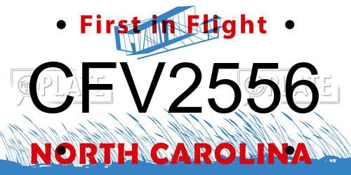 CFV2556 North Carolina License Plate