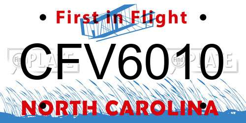 CFV6010 North Carolina License Plate