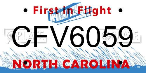 CFV6059 North Carolina License Plate