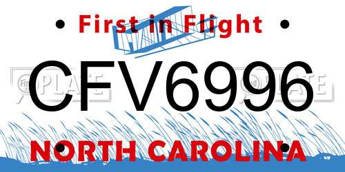 CFV6996 North Carolina License Plate