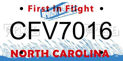 CFV7016 North Carolina License Plate