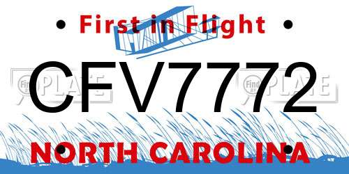 CFV7772 North Carolina License Plate
