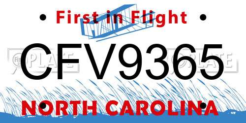 CFV9365 North Carolina License Plate