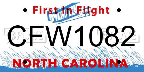 CFW1082 North Carolina License Plate